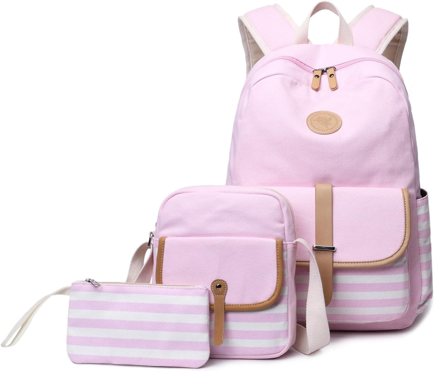 Bluboon Canvas Bookbags School Backpack Laptop Schoolbag for Teens Girls High School (8893 Pink)