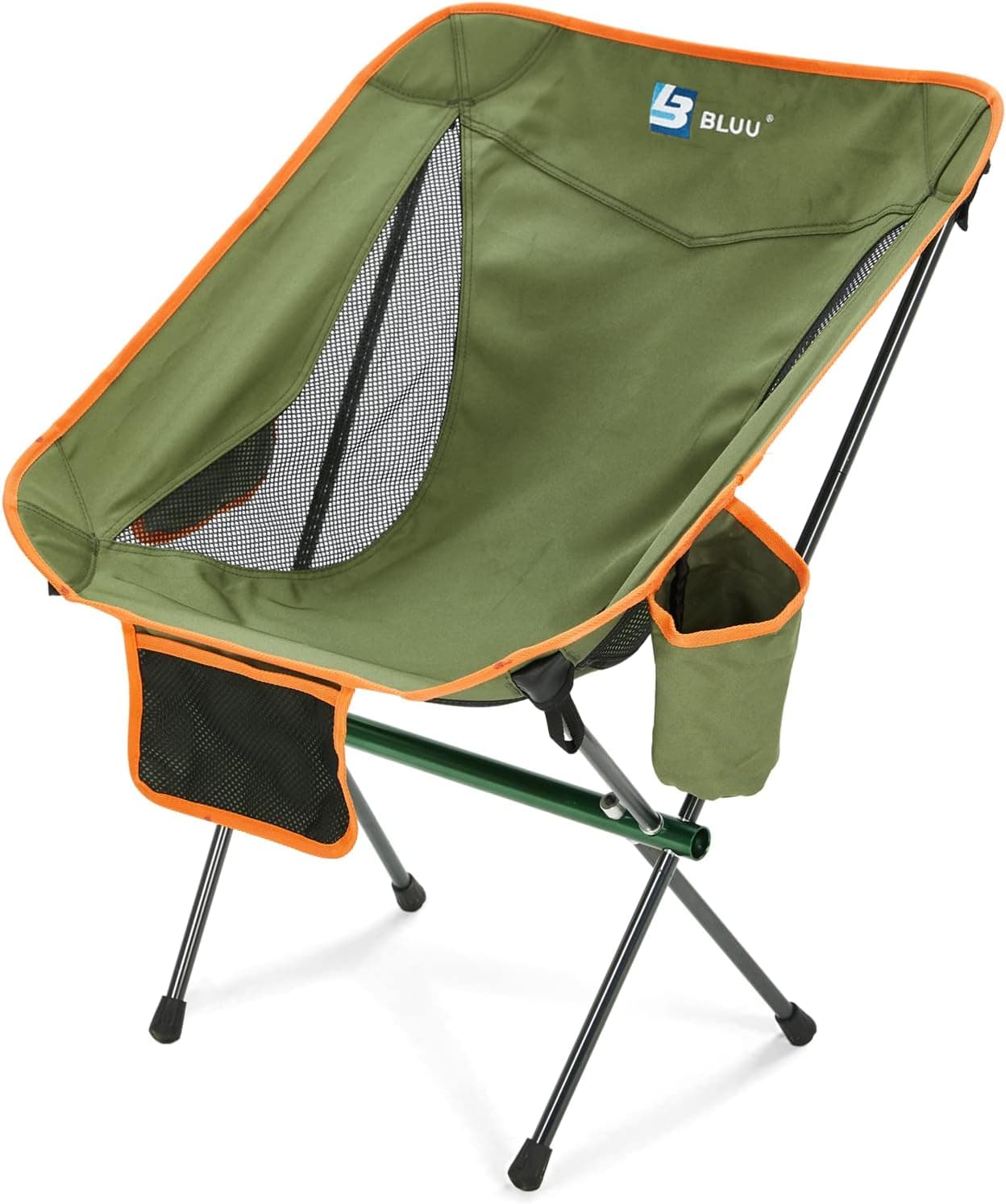 BLUU Ultralight Folding Camping Chairs, Compact and Collapsible Lightweight Backpacking Chair with Durable Nested Aluminum Frame, Heavy Duty Camp Chair 300 lbs Capacity for Adults, Portable for Outdoor Camping, BBQ, Hiking, Beach, Lawn, Picnic(Green)