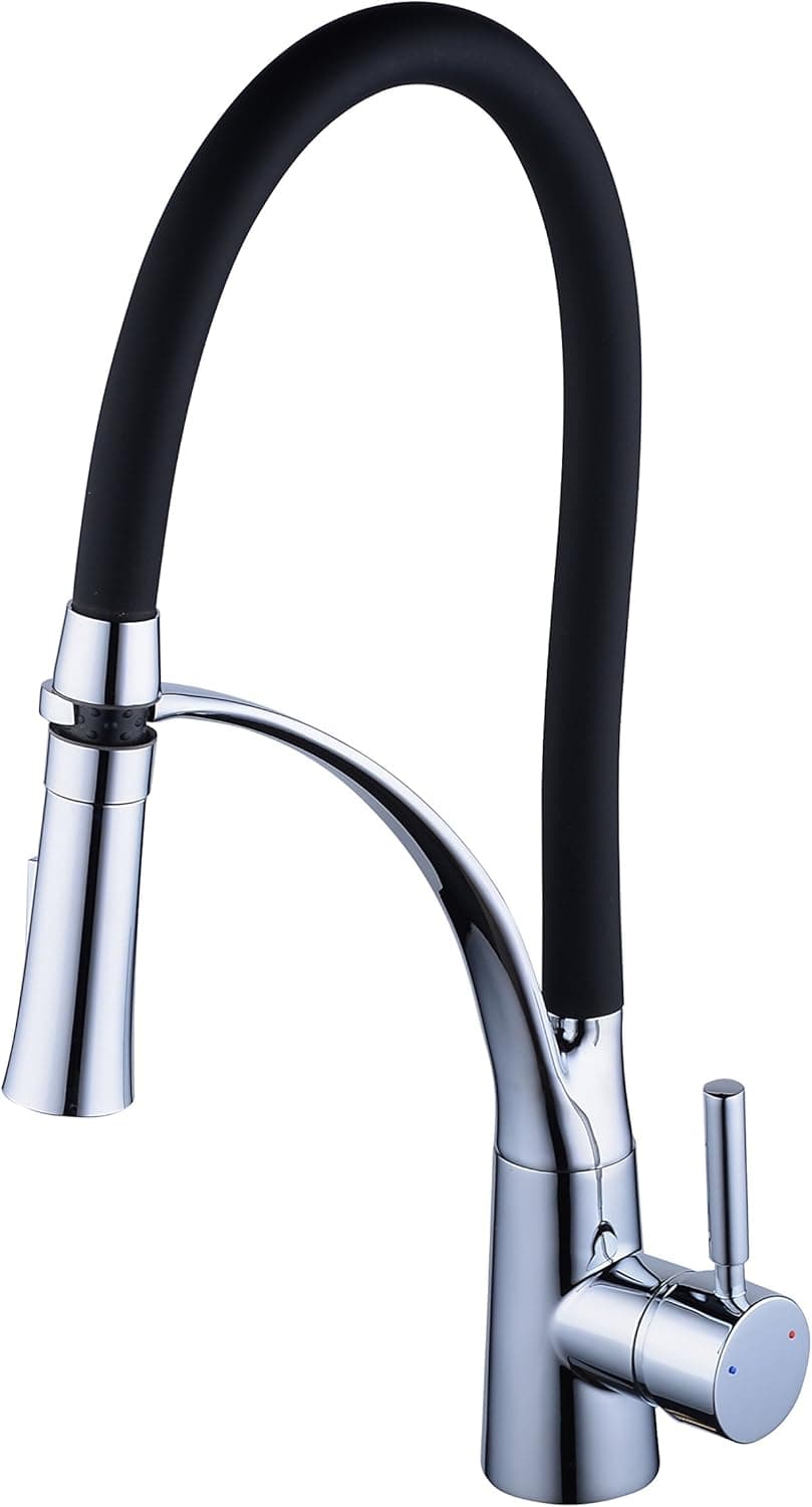 Hiendure Kitchen Faucets with Pull Down Sprayer, Pre-Rinse Kitchen Sink Faucet-Single Handle Dual Function-Flexible Black Easy-Clean Silicone Hose
