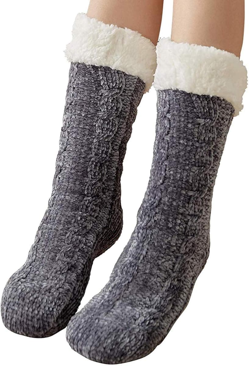 Womens Winter Super Warm Soft Cozy Fuzzy Fleece Lined Slipper Socks