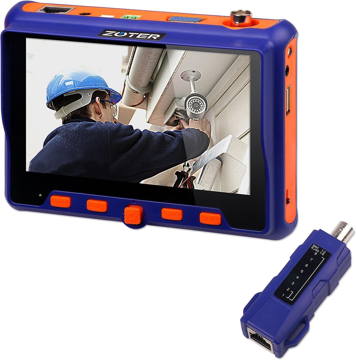 CCTV Camera Tester, ZOTER 5" LCD Monitor Analog AHD TVI CVI VGA Video Audio PTZ RS485 Test Portable Wrist Tester Tool