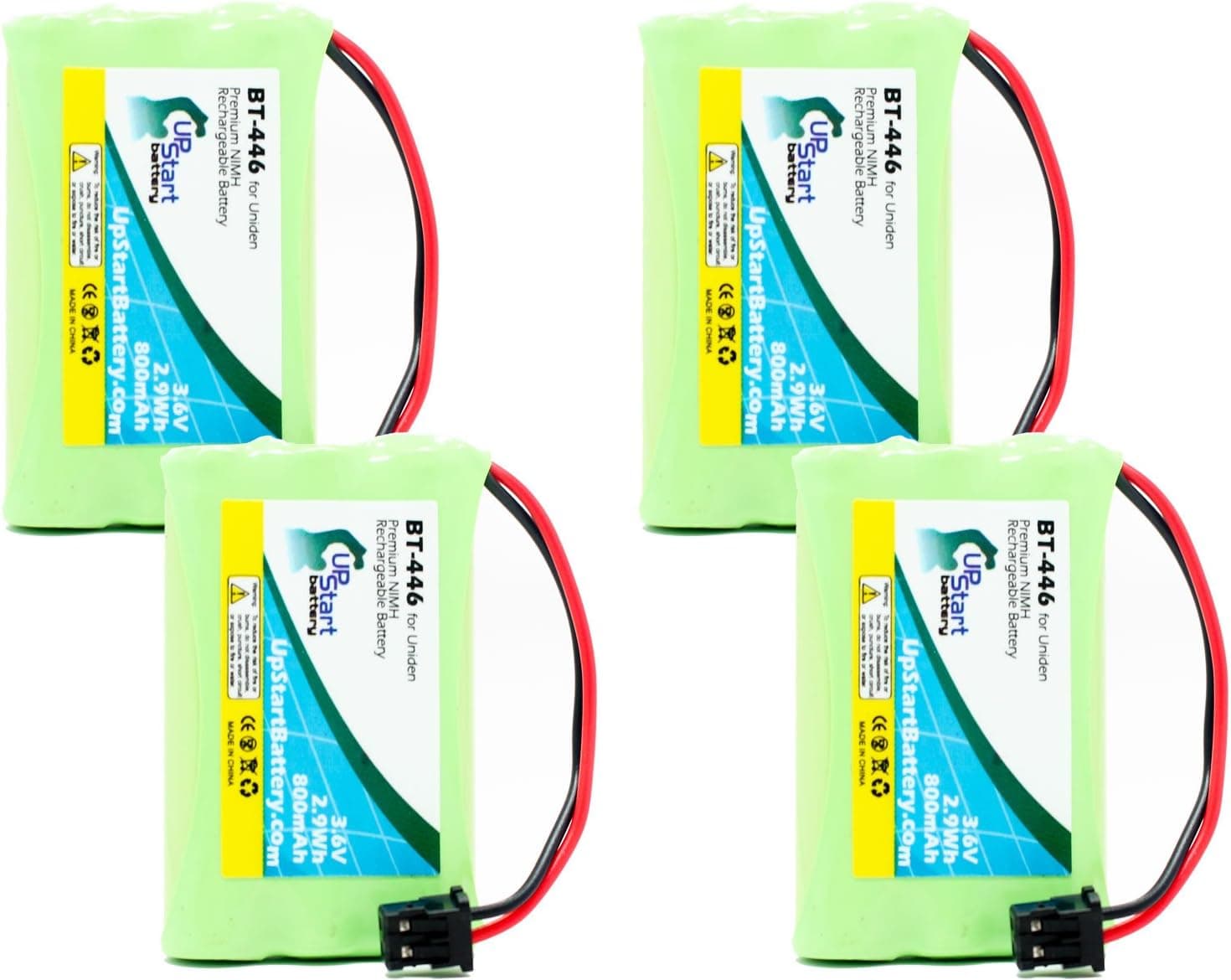 4 Pack - Replacement for Uniden DCT-748-4 Battery - Compatible with Uniden Cordless Phone Battery (800mAh 3.6V NI-MH)