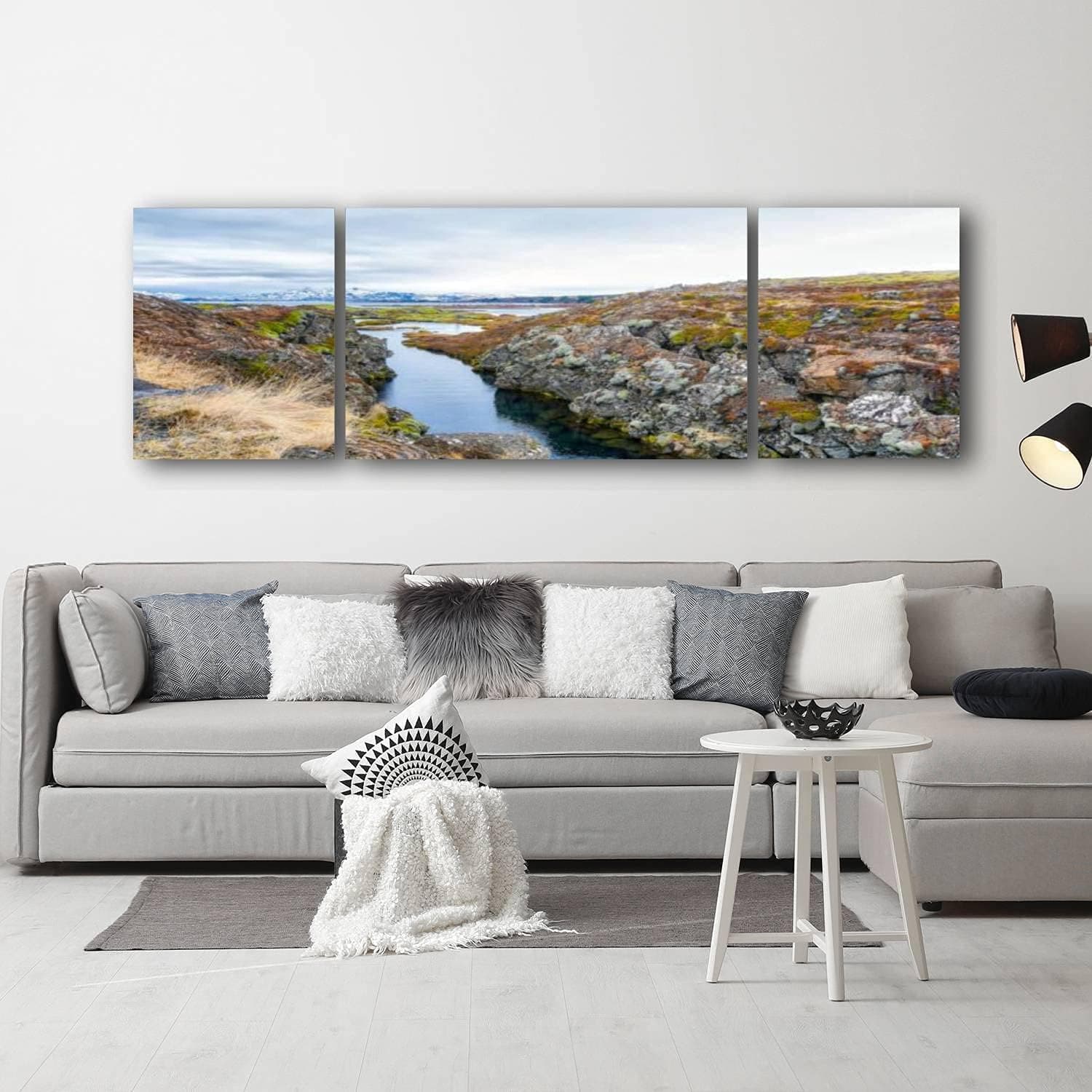 Framed Art Giclee Canvas Prints Silfra fissure in Thingvellir national park in Iceland Canvas Wall Art Fashion Family Paintings for Living Room Office Decor Hang Pictures 63”W x 20”H