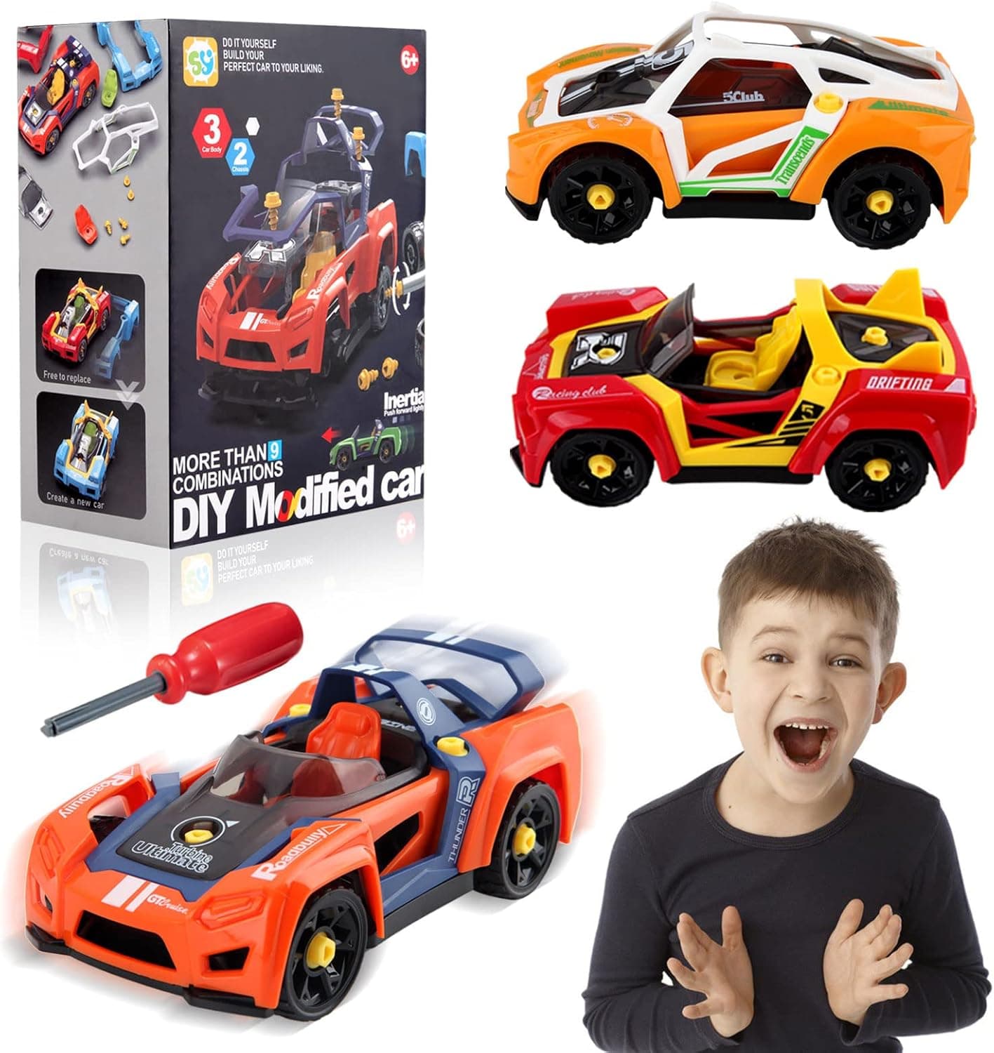 Minxuan Assembly Car Take Apart Race Car Toys for 6 7 8 Year Old Boy DIY STEM Gift Play Set -50PCS