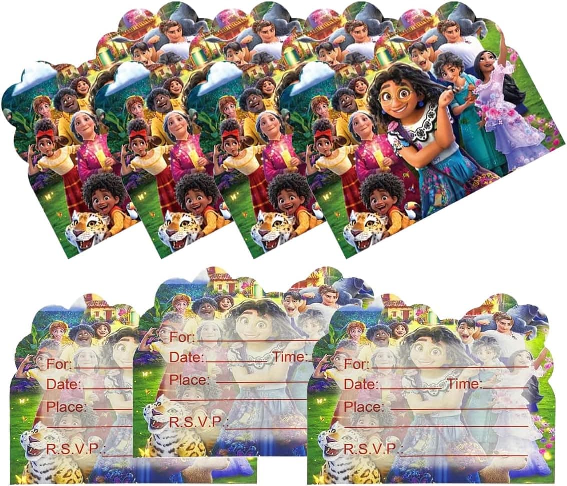 20 Pcs Party Invitation Cards For Disney Encanto,Disney Encanto Themed Birthday Party Supplies.