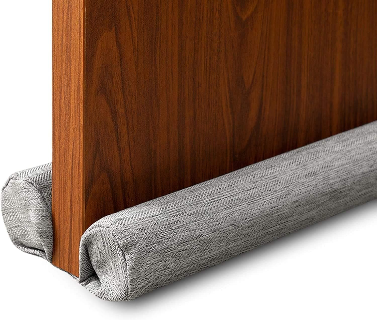 DreamQuil Twin Door Darft Stopper Weather Stripping Bottom of Door Seal Dust and Noise Blocker Gap1.5 Inch Door Sweep Guard Insulation Adjustable 32-36 Inch Pewter