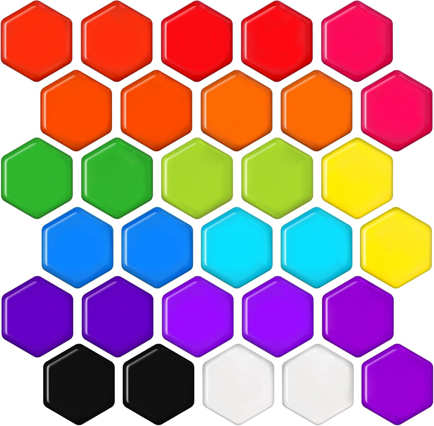 MORCART 30PCS Hexagon Refrigerator Magnets Colorful Fridge Magnets Cute Locker Decorative Magnets Office Whiteboard Magnets Glass Magnets (15color)