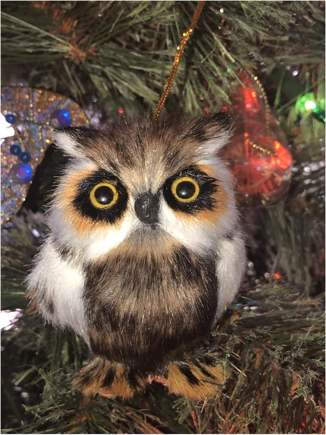 Owl Christmas Ornament - Collector Variations Include Colorful Fancy Feathered Owl, White Snow Owl, Feathery Owls (Spotted Brown Owl)