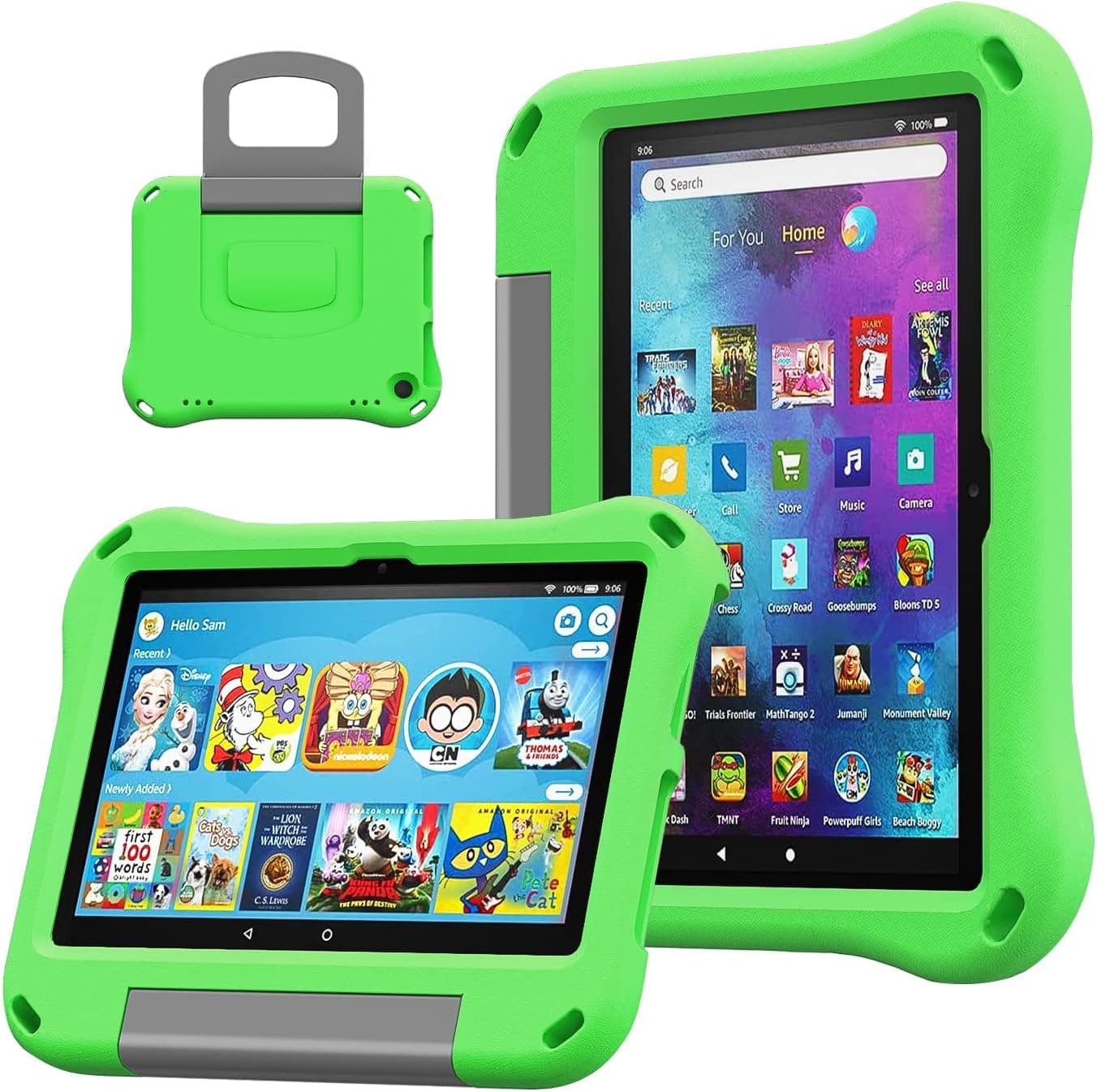 8in Tablet Case for Kids, DiHines Light Weight Anti Slip Shockproof Kids Friendly Case Cover with Bracket for 8 inch Tablet (Green
