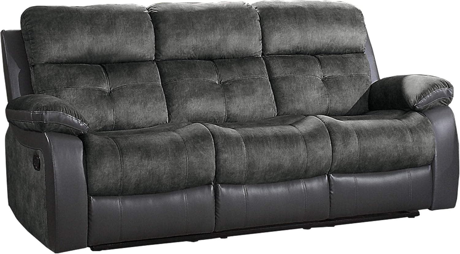 Homelegance Manual Double Reclining Sofa, 82"W, Gray Two-Tone
