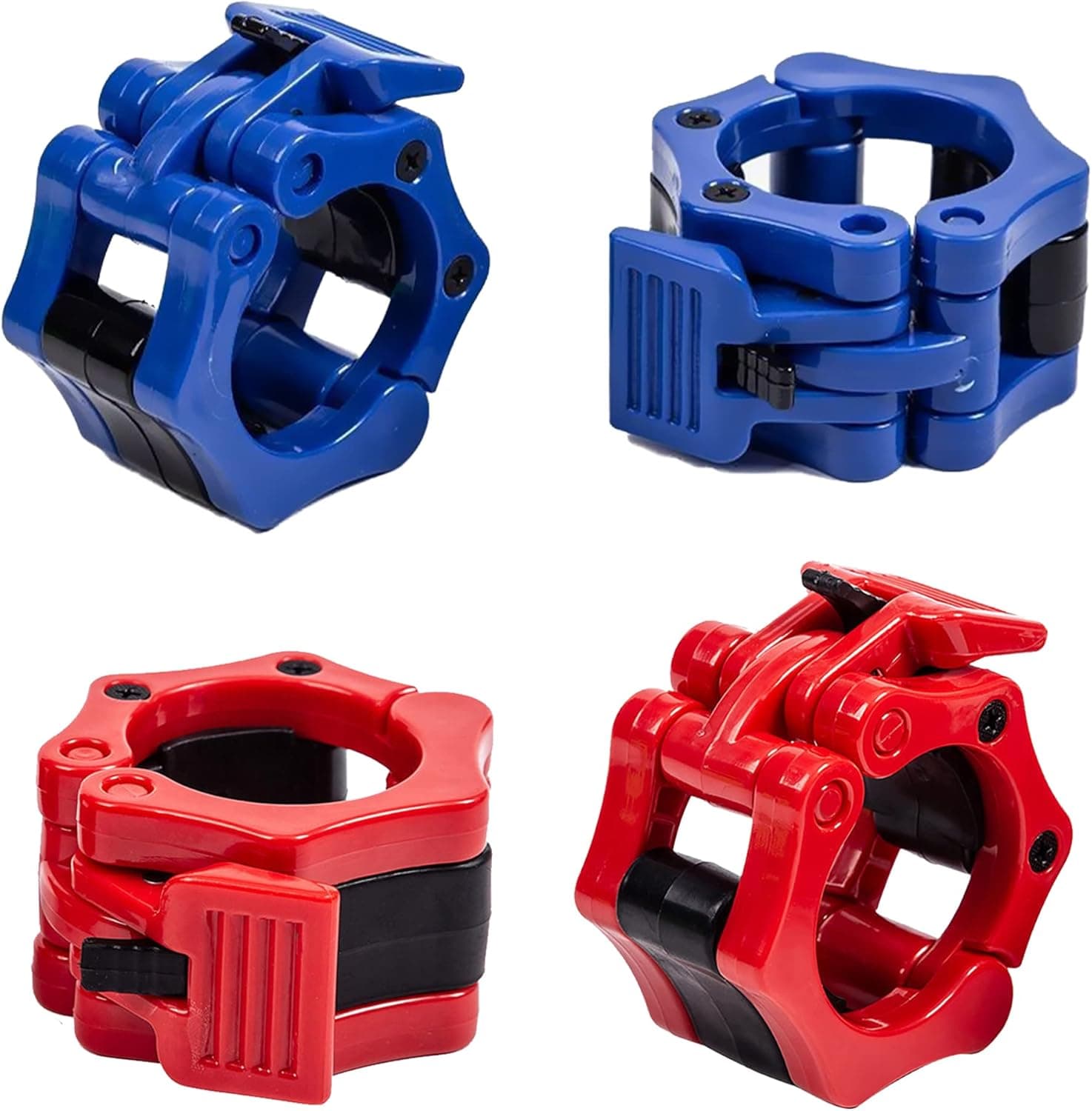 Saderoy 4PCS Barbell Clamps, Quick Lock&Release Durable Barbell Clamps, Barbell Collar Clips for Workout, Training Bodybuilding, Perfect for 1 Inch Barbell(Red,Blue)
