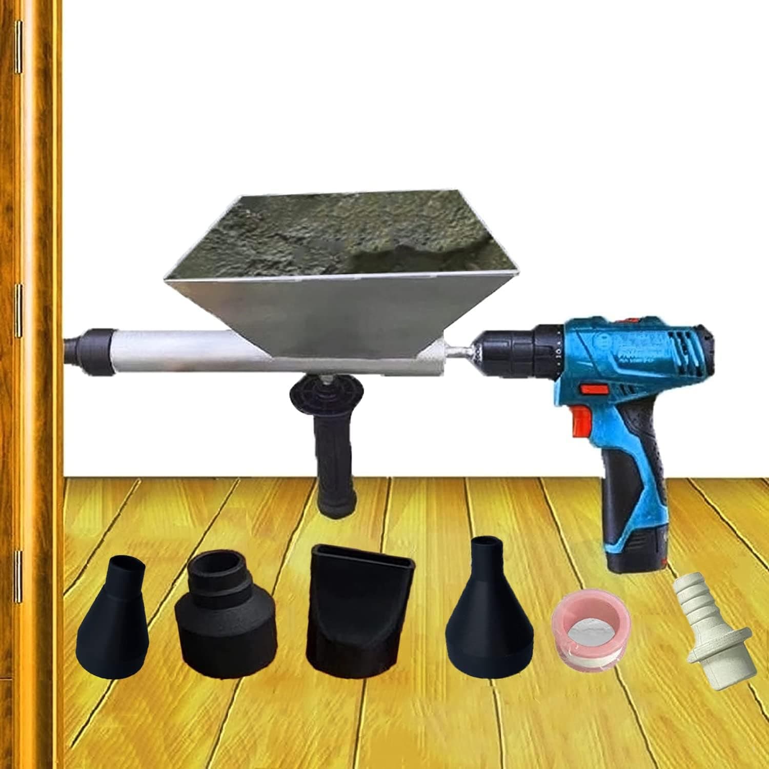 Large Size Auger Mortar Grout Gun Augers Caulking Gun With 5 Nozzles (Without Electric Drill)