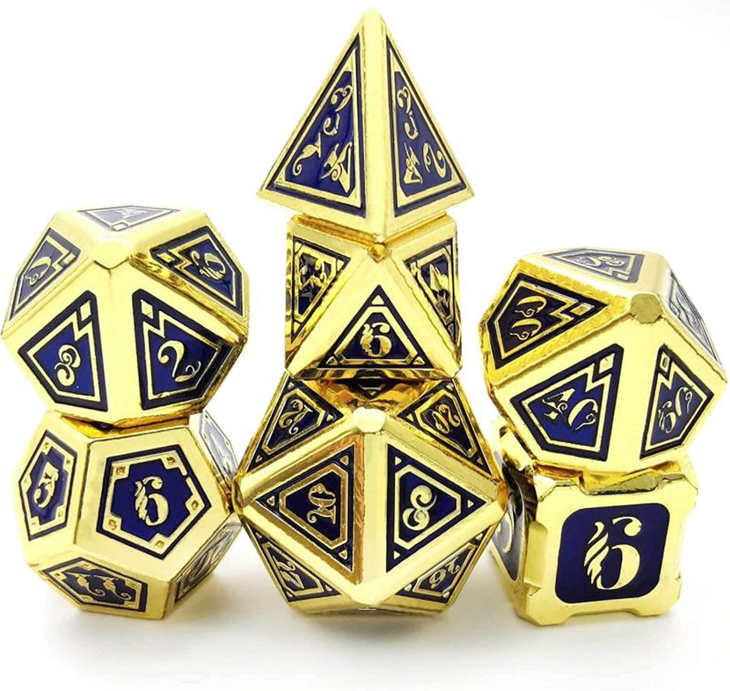 HAOMEJA Metal Dice DND Blue Dice Set Role Playing Dice D&D 7 Solid Dice for Dungeons and Dragons Pathfinder Blue