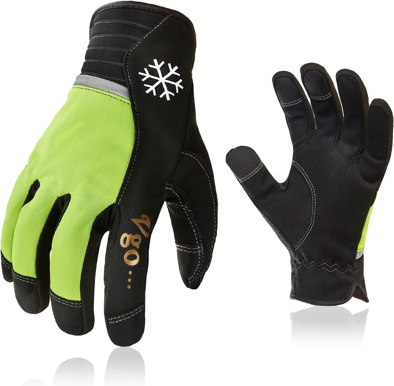 Vgo... 1-Pair Winter Work Gloves Men 5℃/41℉ or Above High Dexterity Freezer Gloves Touchscreen (Size S,Fluorescent Green,AL8772)