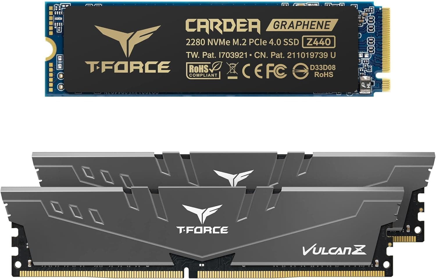 TEAMGROUP T-Force Vulcan Z DDR4 16GB Kit (2x8GB) 3200MHz (PC4-25600) CL16 Desktop Memory TLZGD416G3200HC16FDC01 Bundle with CARDEA Zero Z440 1TB NVMe PCIe Gen4 M.2 2280 Gaming SSD TM8FP7001T0C311