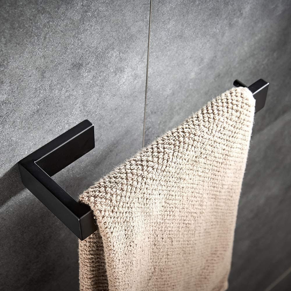 YJ YANJUN Black Hand Towel Holder Wall Mounted Stainless Steel Towel Ring for Bathroom 10 inch,Matte Black