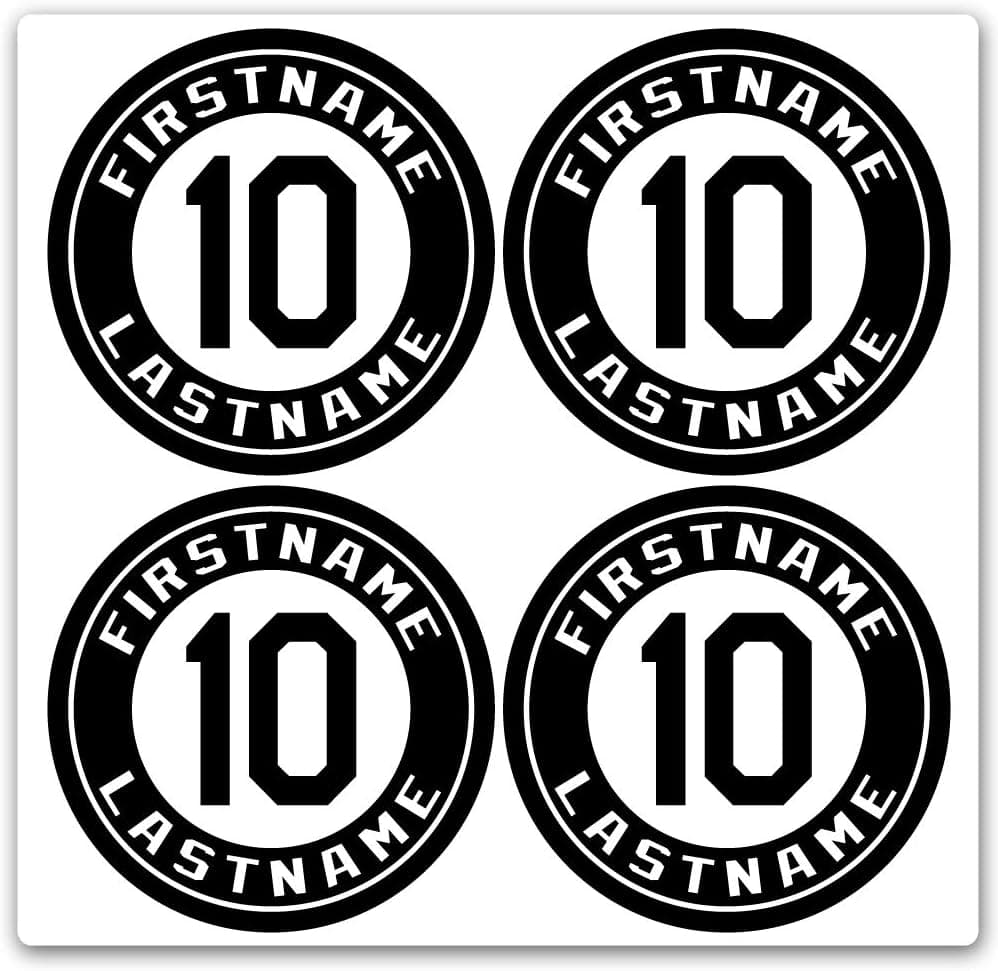 Custom Baseball Bat Decal Set - Player Name and Number Design Bat Knob Sticker (Black)