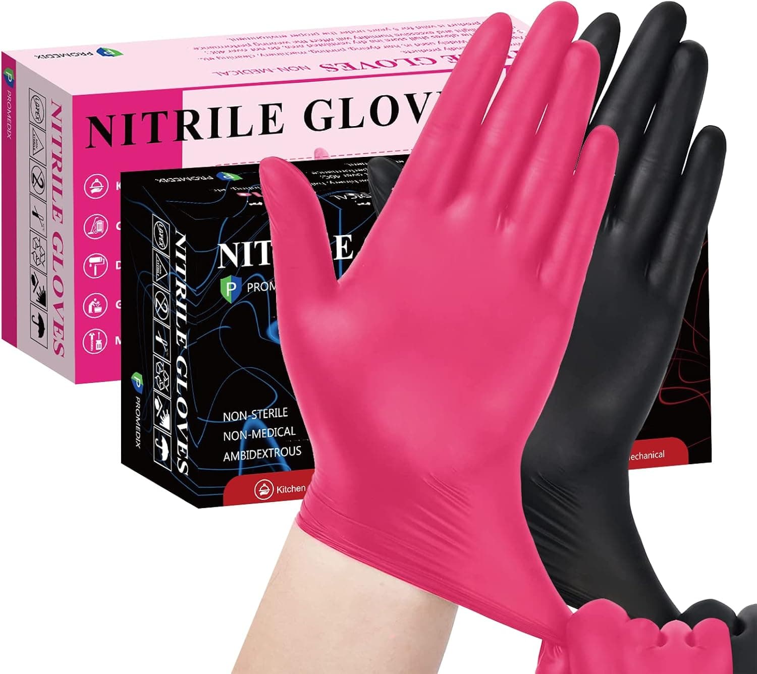 PROMEDIX P Nitrile Gloves, 4mil-100 Count, Gloves Disposable Latex Free, Disposable Gloves for Household, Food safe