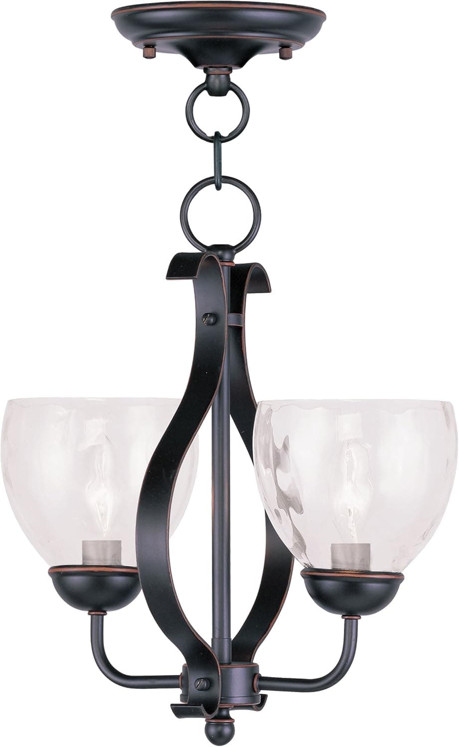 Livex Lighting 4804-67 Brookside 2-Light Convertible Chain Hang/Ceiling Mount, Olde Bronze