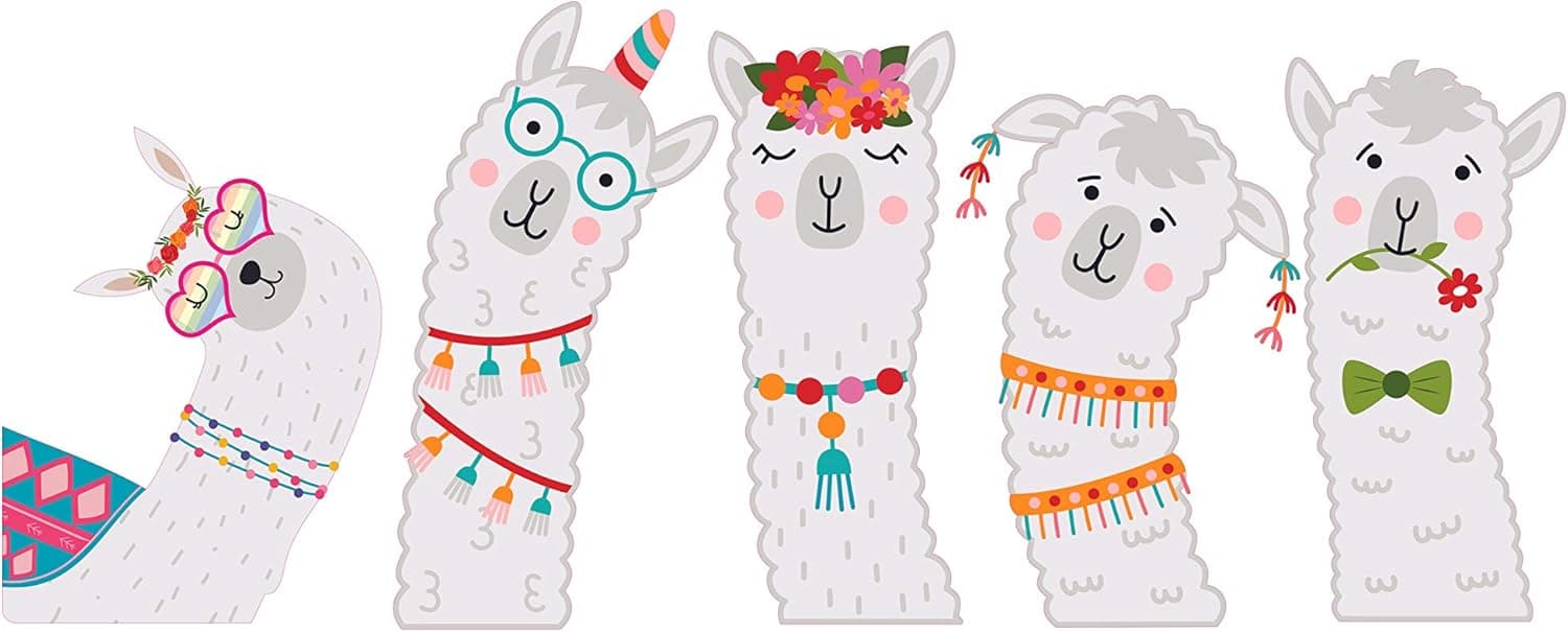 Vinyl Adhesive Alpaca Zoo Animals Decor Design Home Art Wall Decal Sticker | 16" x 40" Kids Bedroom Living Room Llama Decal Multicolored Alpacas Llama Wall Decoration Sticker Art
