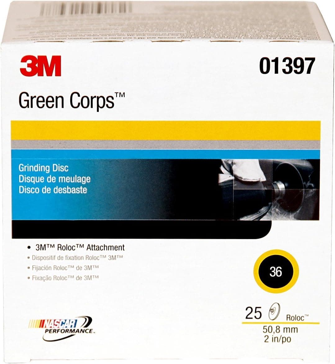 3M 2 Inch Green Corps Quick-Change Disc 36 Grit Box of 25