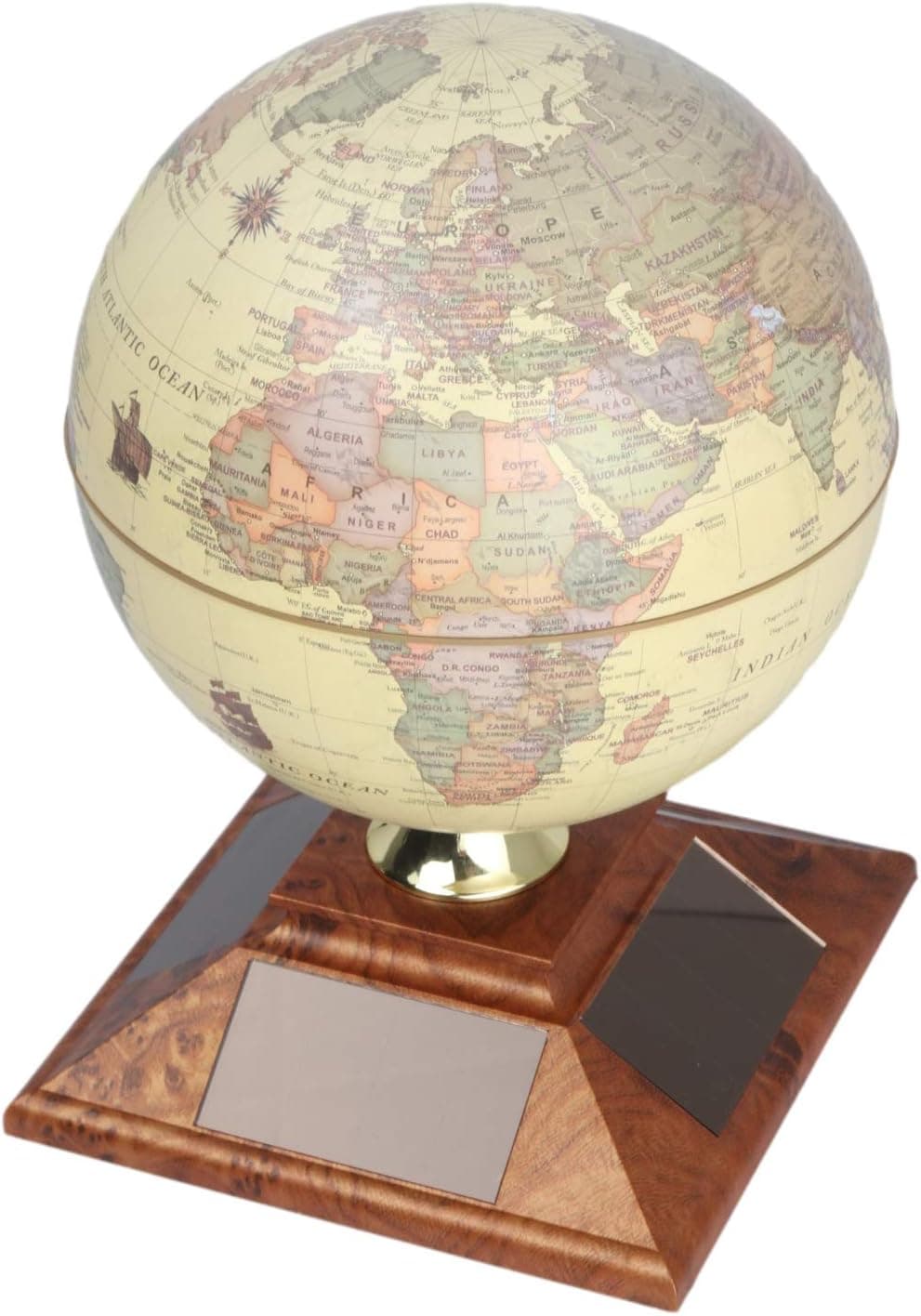 5.5 Inches Solar Globe Rotated by Solar Energy, Globes of The World with Stand Required No Batteries or Wires (Yellow, Gold)1