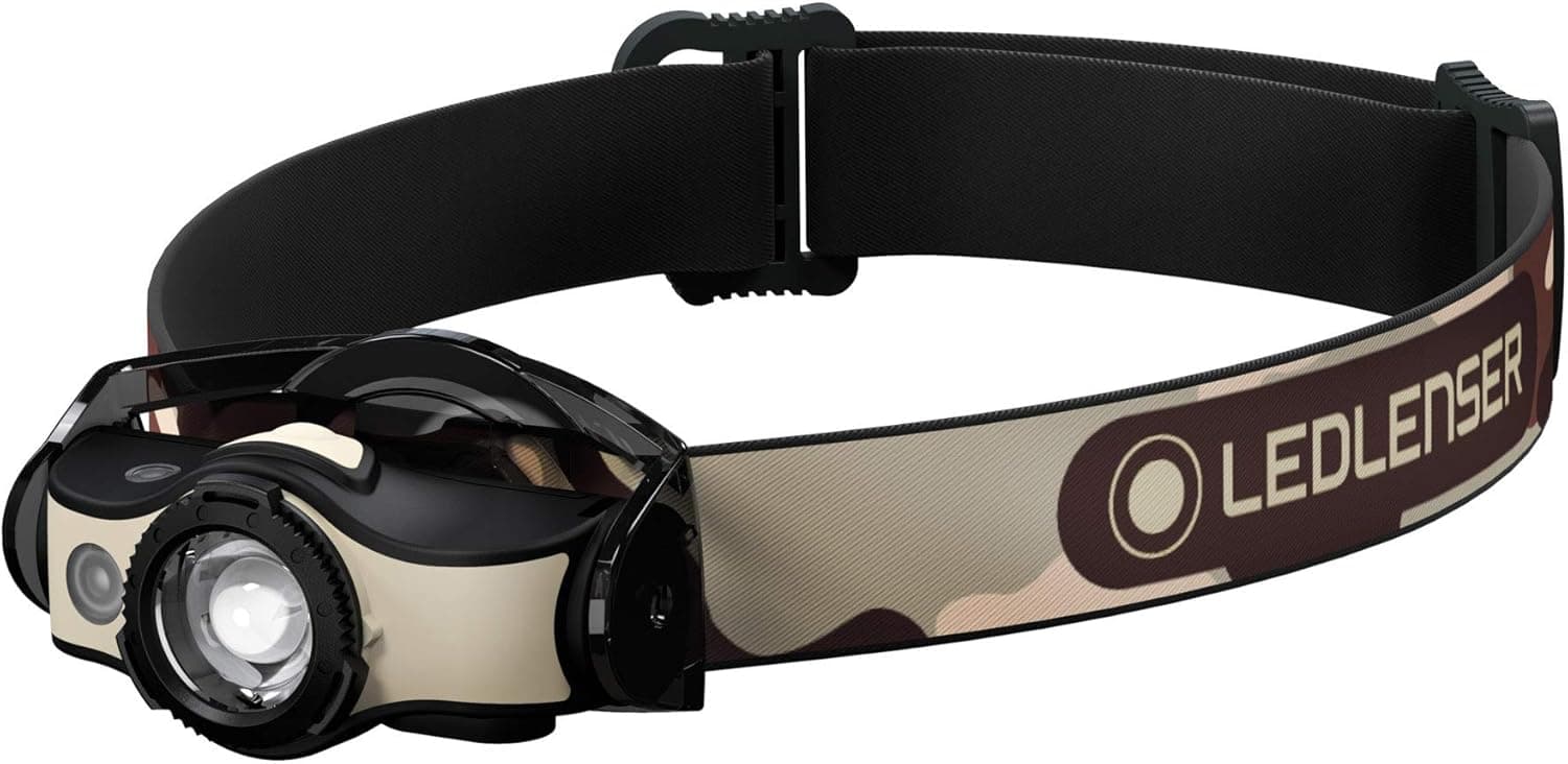 Ledlenser, MH4 Lightweight Multipurpose Rechargeable Headlamp with Removable Lamp Head and Metal Pocketclip, High Power LED, 400 Lumens, IP54, Hunting and Fishing, Camo