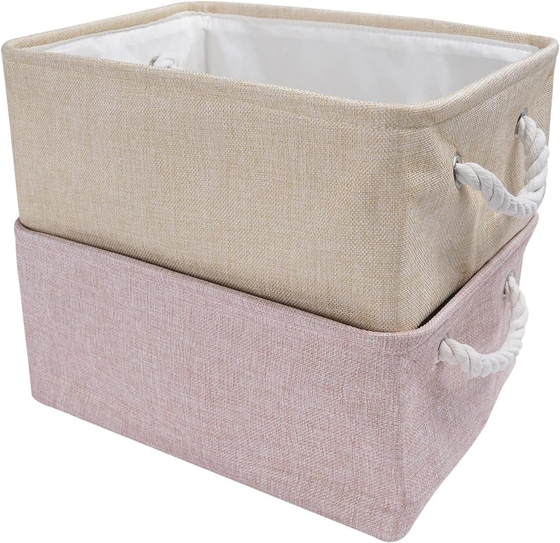 YOUR MOON 2-Pack Basket for Organizing Collapsible Closet Cube Storage Bins Cubicle Foldable Fabric Storage Baskets Box for Clothes, Shelves, with Handles