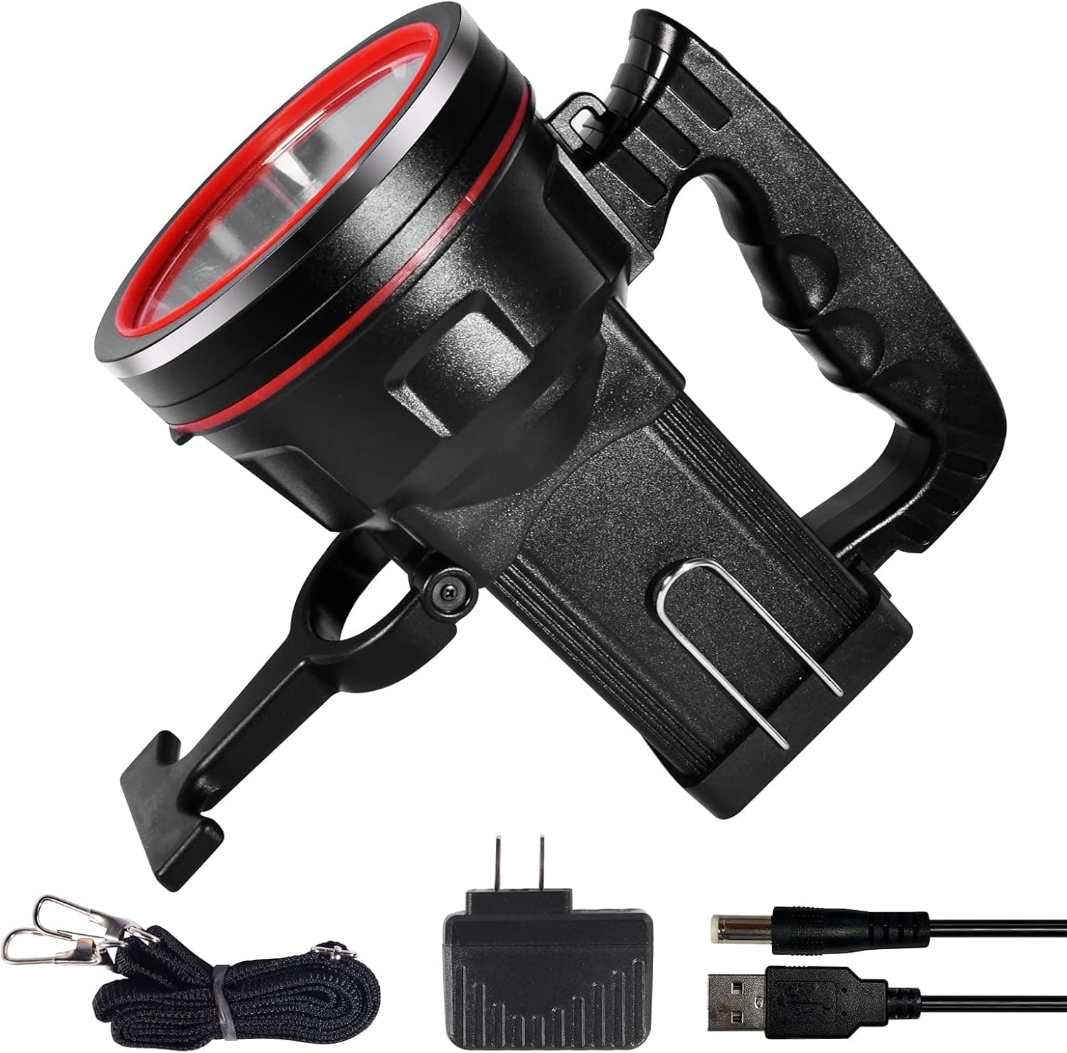 ErayLife Super Bright LED Spotlight Rechargeable Flashlight 8000 Lumen Handheld Searchlight 10400mAh Long Lasting Torchlight Spotlight Flashlight Flood Camping with Foldable Tripod