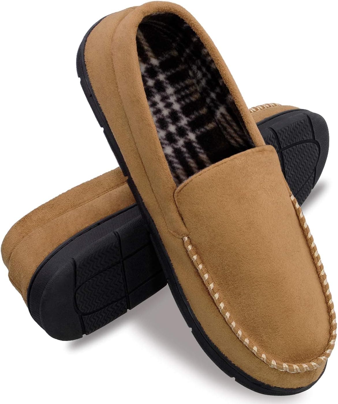 festooning Memory Foam Slippers Men and Outdoor Slippers for Men Light Brown 11-12