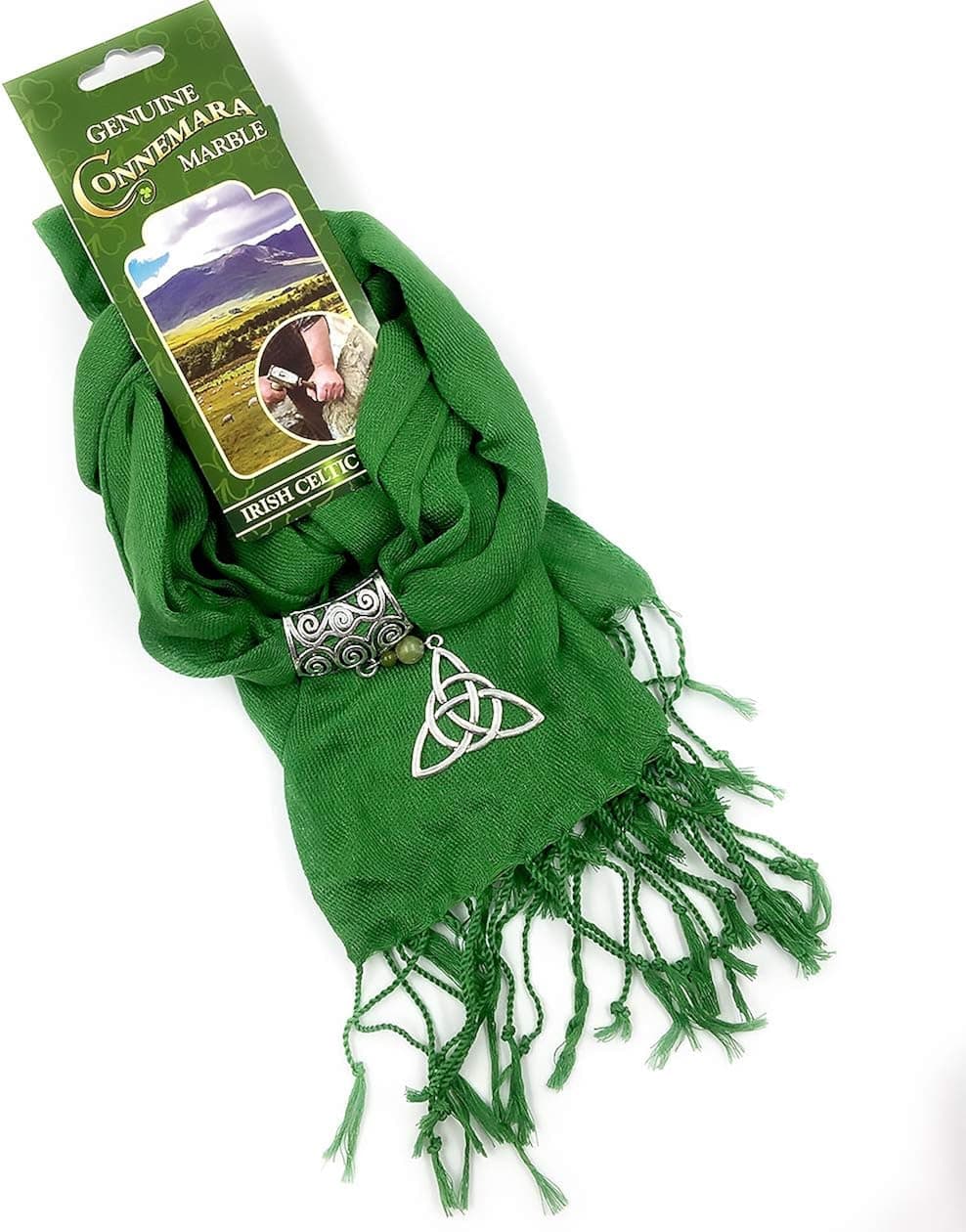 Lg. Trinity Charm Scarf Made with Genuine Irish Connemara Marble