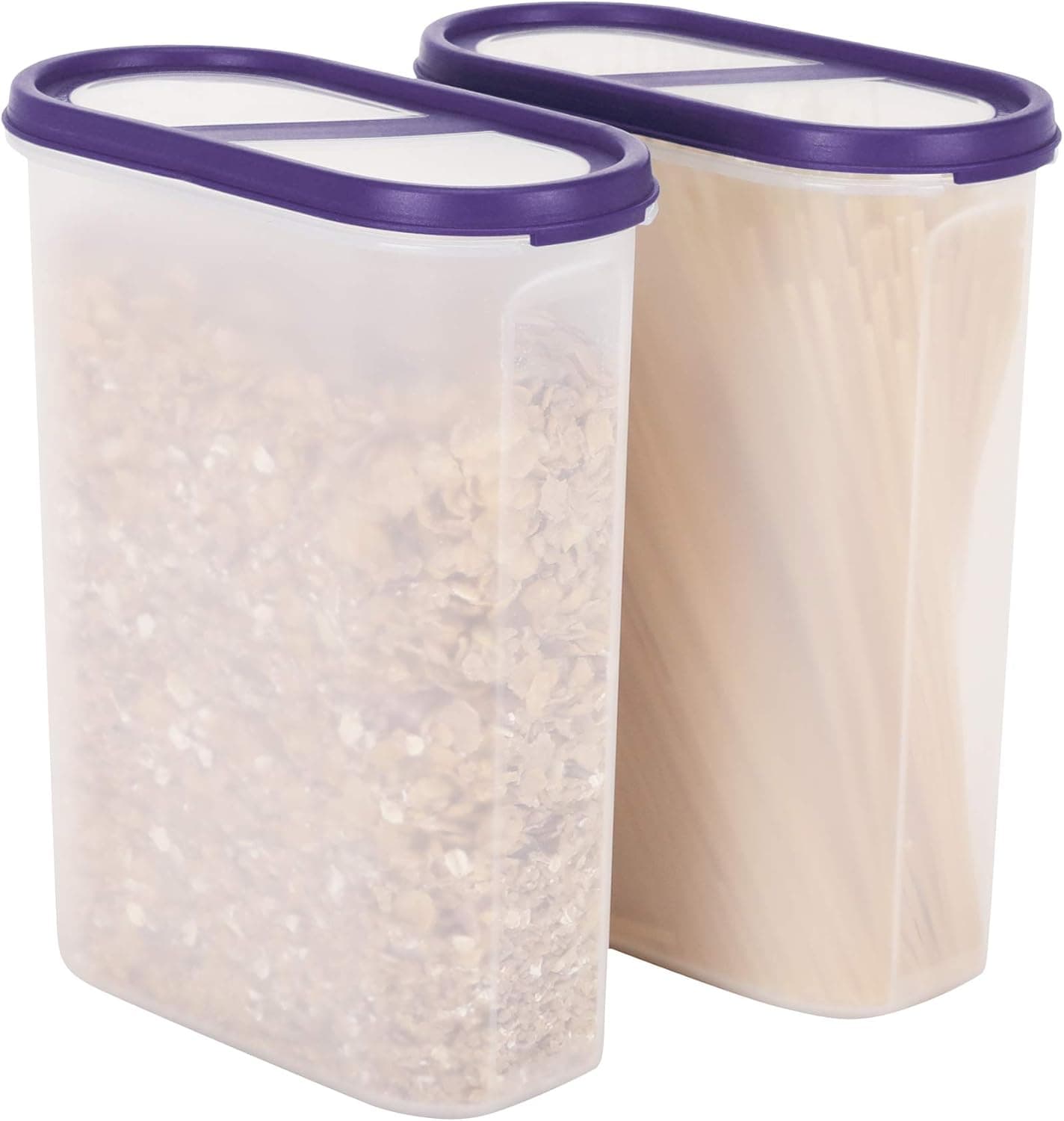 SIMPARTE Cereal Set | Pantry Airtight Food Storage Containers | 10 Cup | 2 Container Set | Microwave & Dishwasher Safe | BPA Free | Freezer Safe | Space Saver Modular Design (Purple Lids)