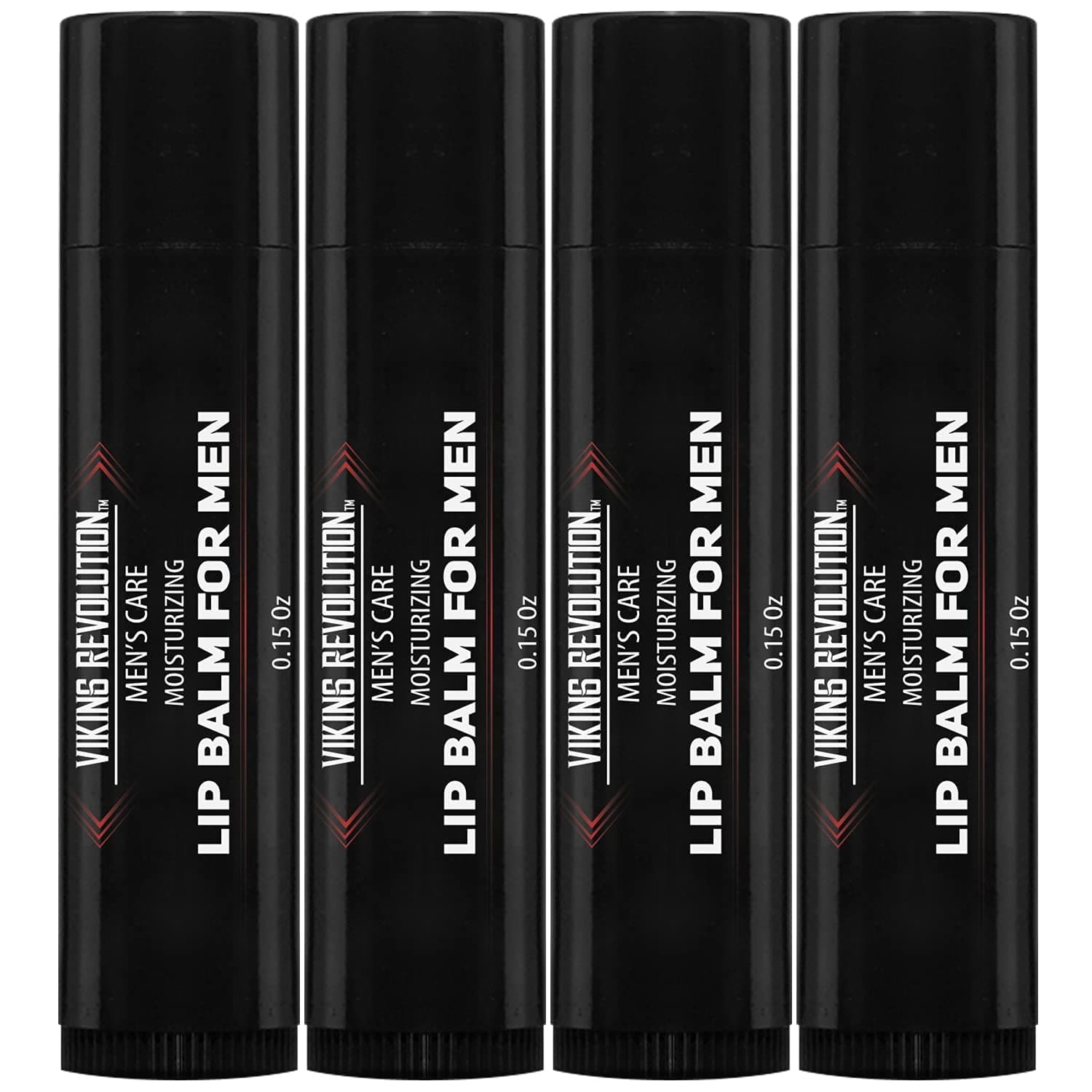 Viking Revolution All Natural Lip Balm for Men - Mens Lip Moisturizer - Lip Care for Men for Dry, Cracked, Chapped Lips (4Pack)