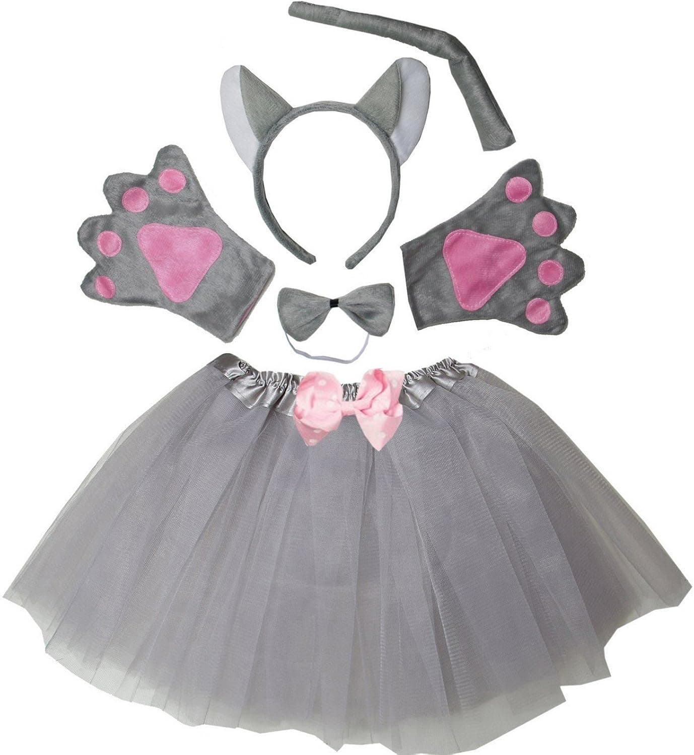 Kirei Sui Kids Animal Costume Wolf Tutu and Ear Headband Gray