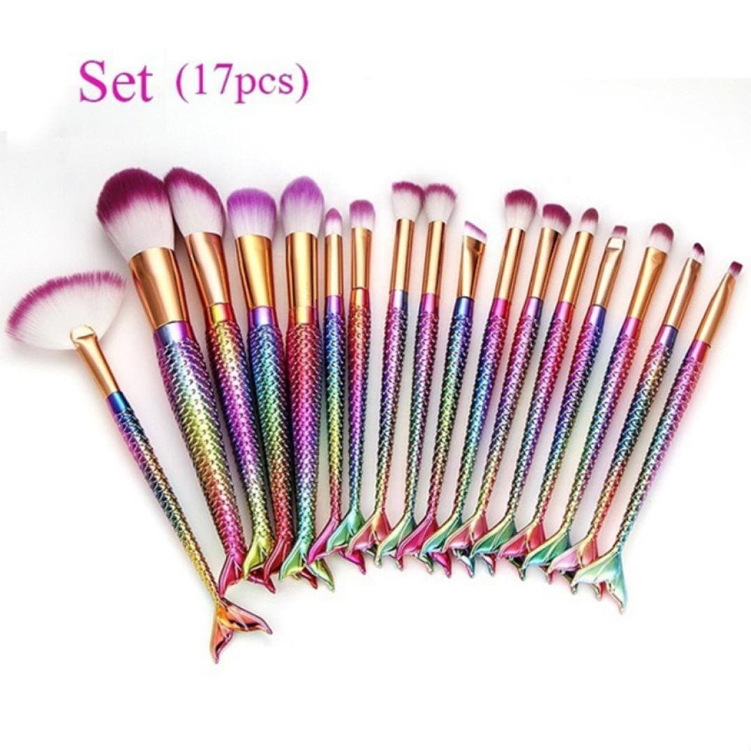 MakeupStore Mermaid Makeup Brush Set 17PCS, 17Pcs Cosmetic Make Up Foundation Eyebrow Eyeliner Blush Cosmetic Concealer Brushes, Gradient Color