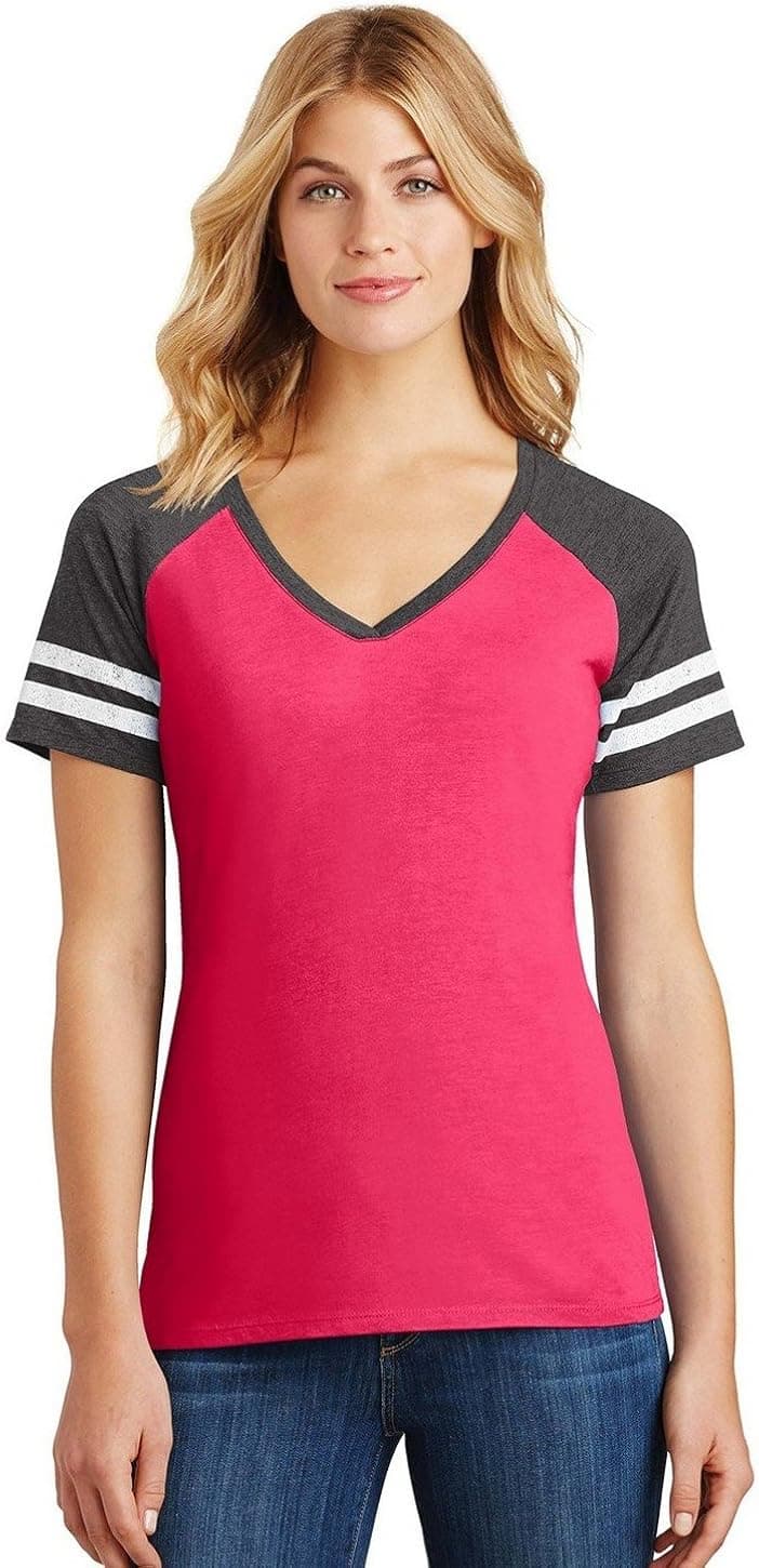District Made Womens Game V-Neck Tee (DM476)