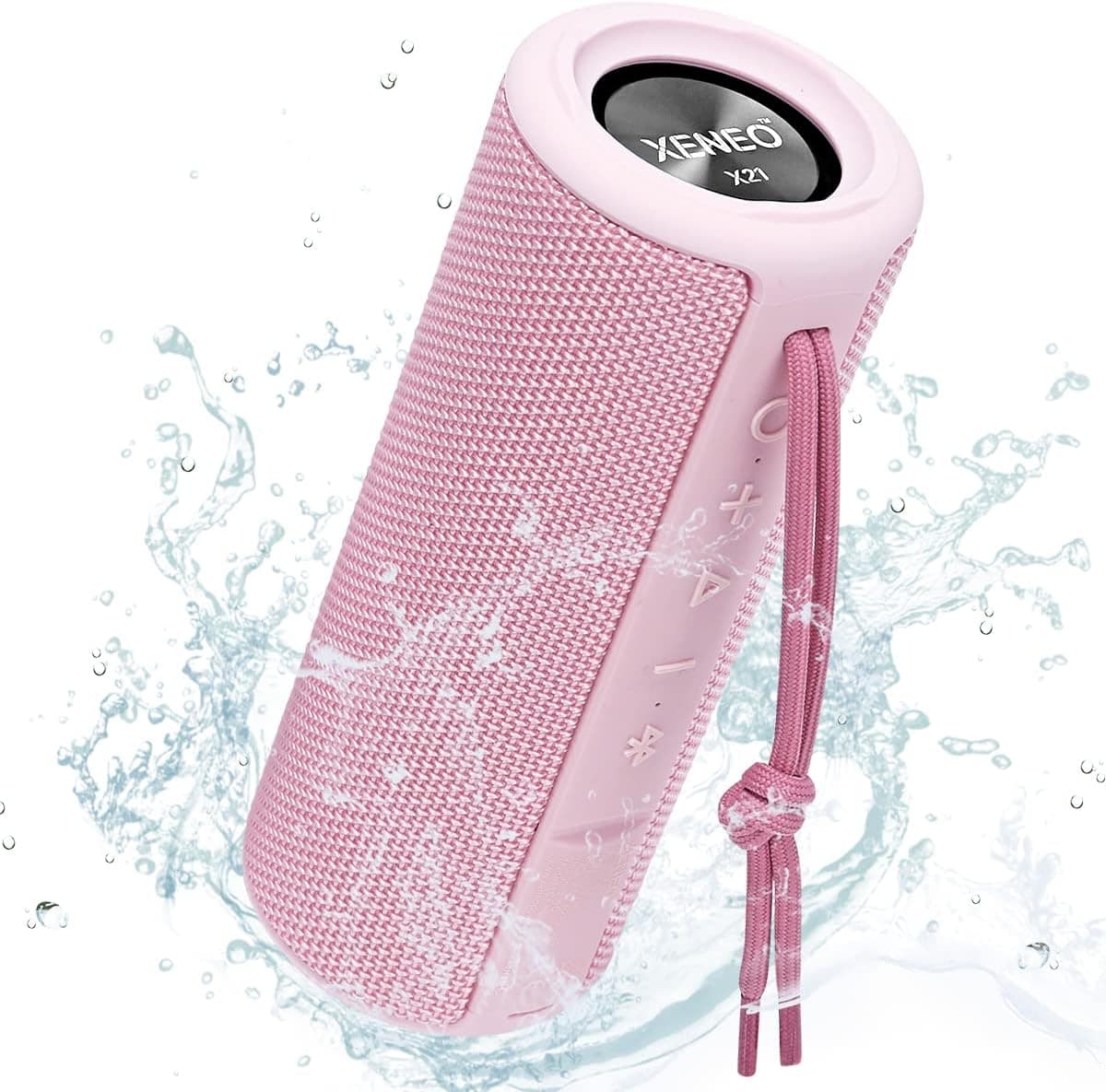 XENEO X21 Portable Bluetooth Outdoor Speaker for Girls Wireless Bluetooth Speaker Waterproof with FM Radio, Micro SD Card Slot, Aux-in for Girls, Ladies (Pink)