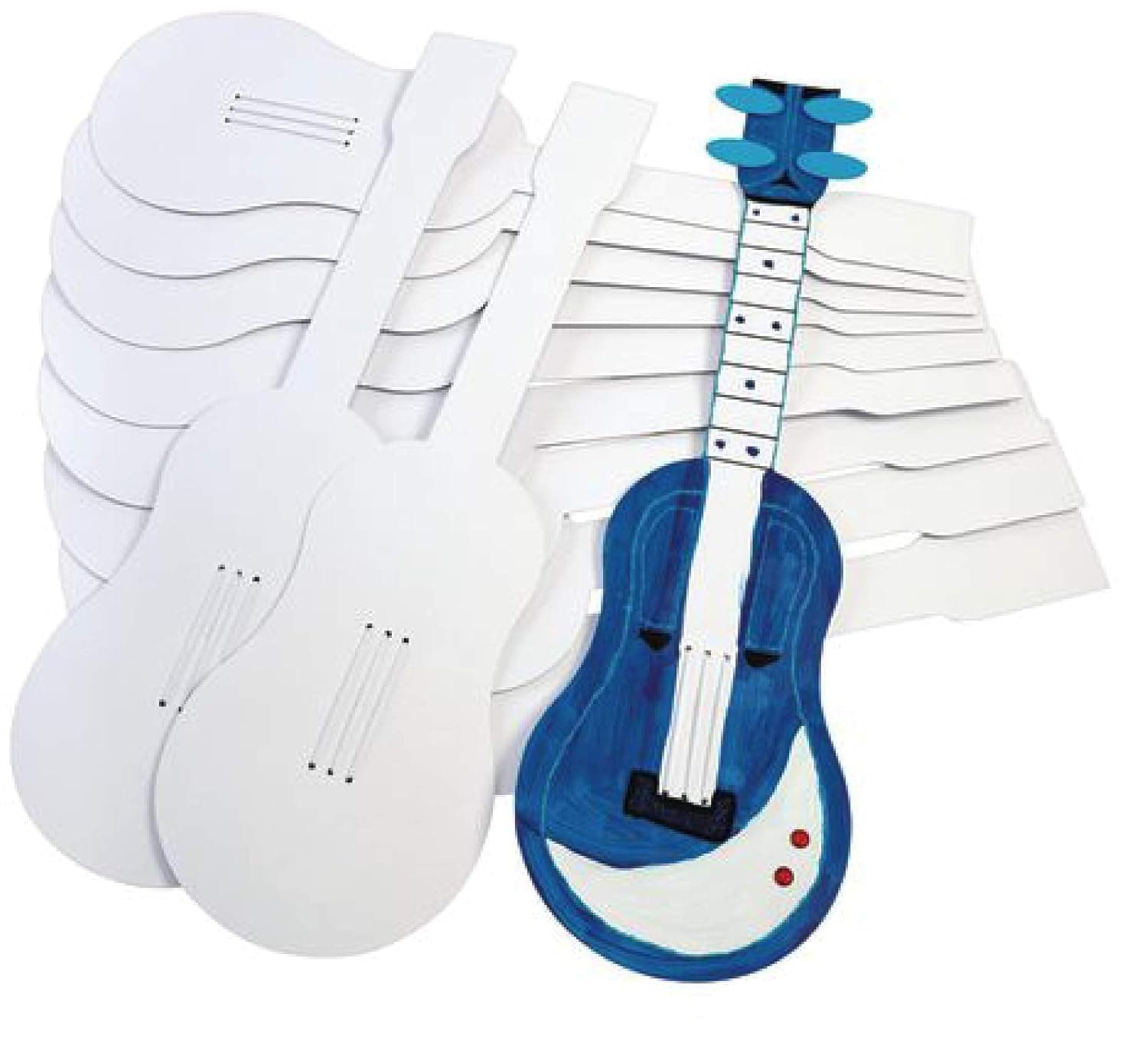 Colorations Decorate Your Own Guitars, Set of 12, Sturdy Cardboard Guitars for Kids, 3 Strings to Strum, Inidvidually Decorate and Personalize Each Guitar, Kids Craft, Craft for Children