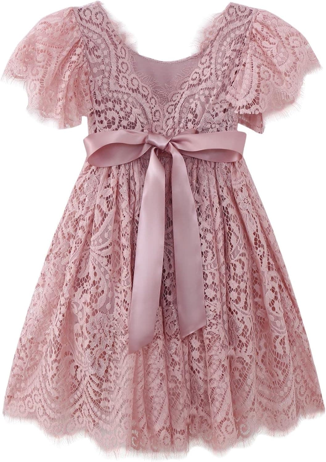 SISIDOLLS Toddler Peony Lace Back Tiered Tutu Princess Flower Girl Formal Ball Gown Dress