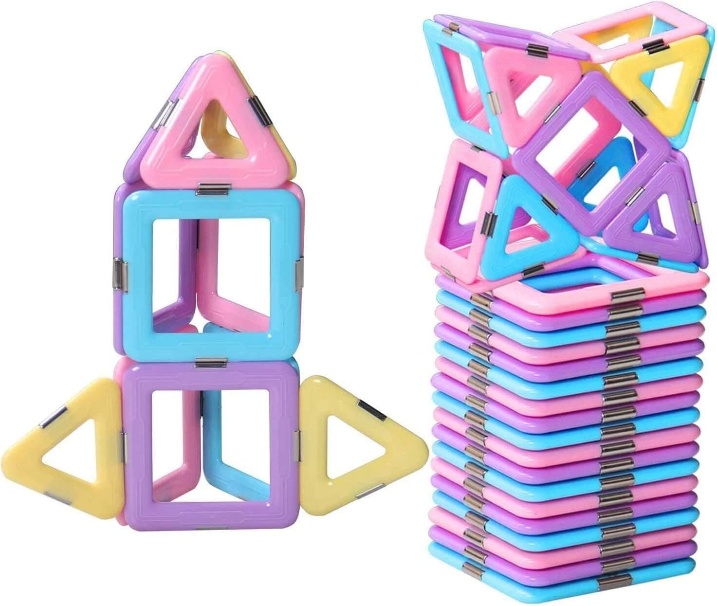 DEJUN Magnetic Blocks Building Tiles Educational Construction Toys for Kids Girls Boys Toddlers Gifts (30 PCS)