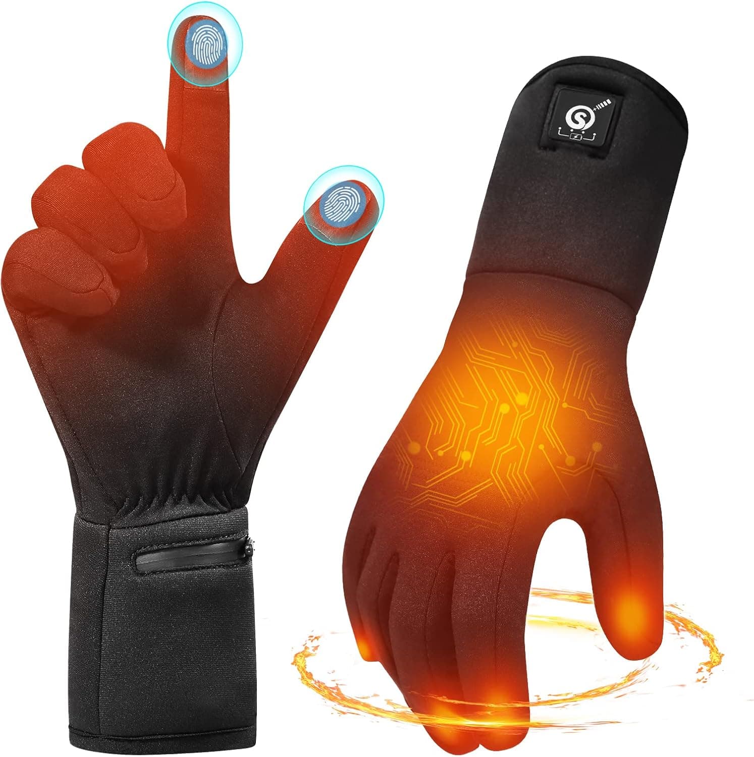 MIEVNIO Heated Glove Liners Rechargeable Gloves - Electric Battery Heated Gloves for Men Women, Upgraded Touchscreen Thin Gloves for Winter Hiking Ski Riding Cycling, Black