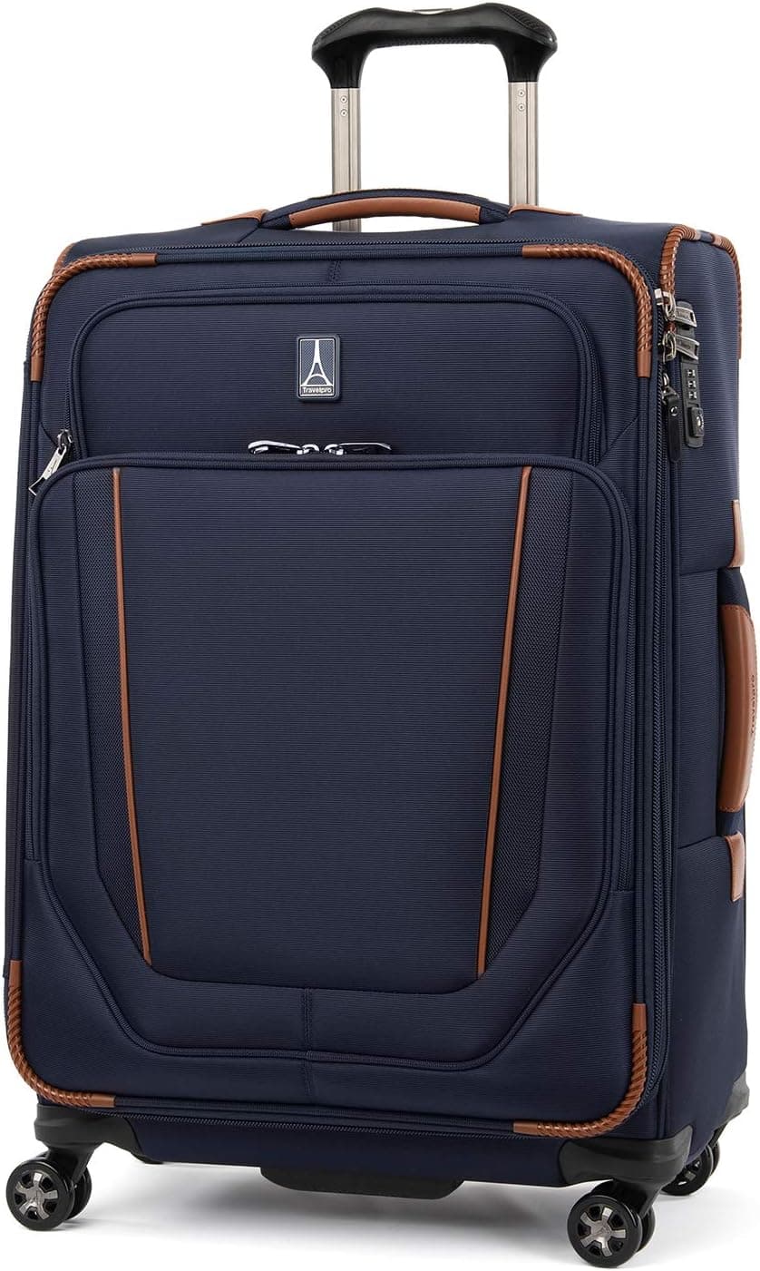 Travelpro Crew Versapack Softside Expandable Spinner Wheel Luggage, Patriot Blue, Checked-Medium 25-Inch
