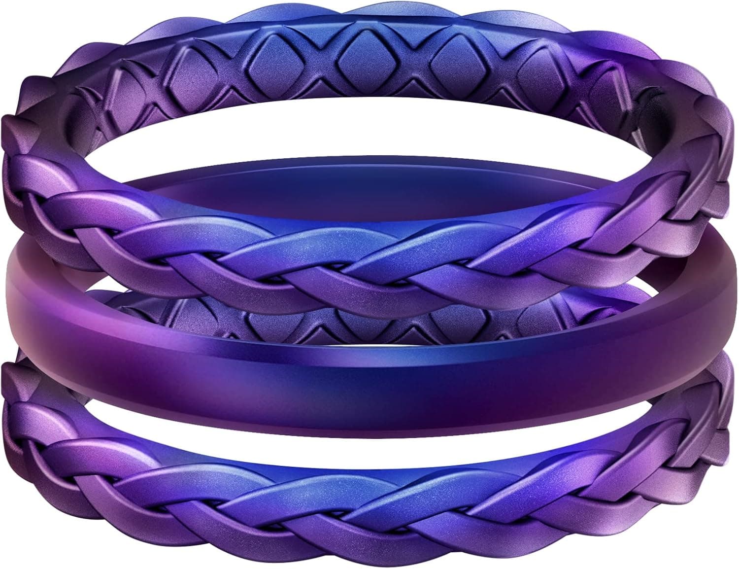 Egnaro Silicone Ring Women, Stackable Braided Rings for Women, Breathable Inner Arc Rubber Rings Women, Unique Design Silicone Wedding Bands Women