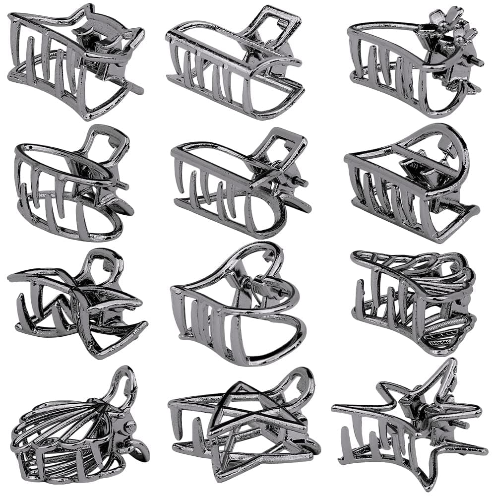 Small Hair Claw Clips, Mini Hair Clips, Metal Hair Clips, Gold Jaw Clips for Hair Non-slip Hair Clips Hair Clamps Grip Hair Clips for Thick Thin Fine Long Short Hair Hair Accessories (Black)