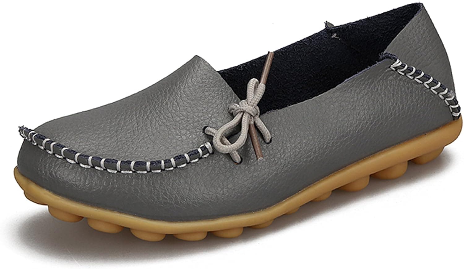 Joansam Women's Driving Shoes Cowhide Leather Lace-Up Loafers Boat Shoes Flats