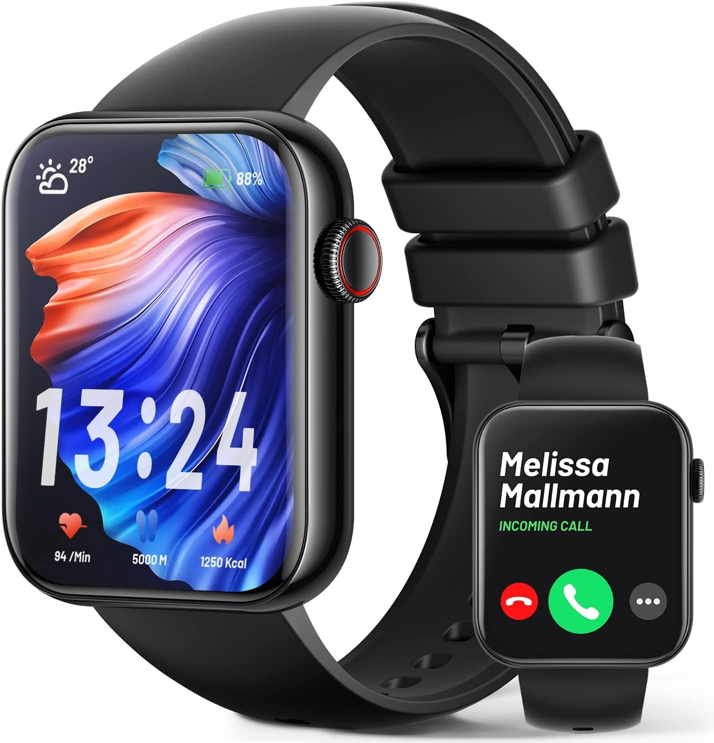 Smart Watch for Men Women -1.85" Touch Screen Smartwatch with Text and Call for Android/iOS Phones, Fitness Tracker with Heart Rate Monitor, Blood Pressure, Blood Oxygen Tracking