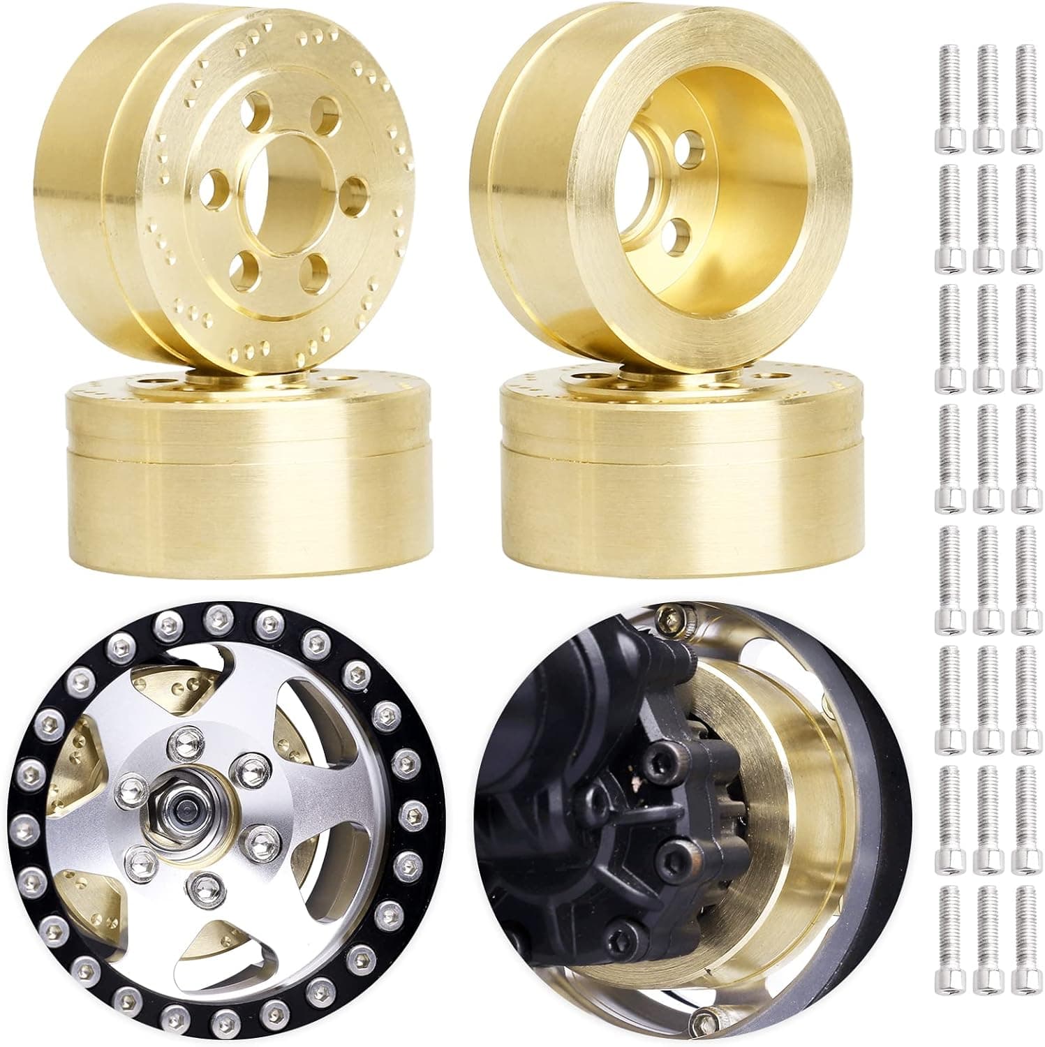 Hobbypark RC Crawler Brass Wheel Weight Block fit 1.9/2.2 inch Beadlock Wheel Rims for Traxxas TRX4 TRX6 Axial SCX10 II III Redcat Gen7 Gen8 (73.5g/each-4pcs)
