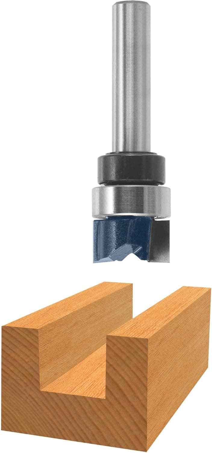 BOSCH 85674M 1/2 In. x 1/4 In. Carbide Tipped 2-Flute Top Bearing Dado Clean Out Bit