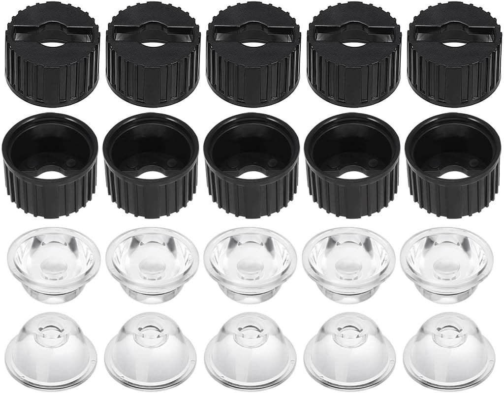 uxcell 10 pcs 20mm LED Lens 90 Degree with Black Holder for 1W 3W High Power LED Light