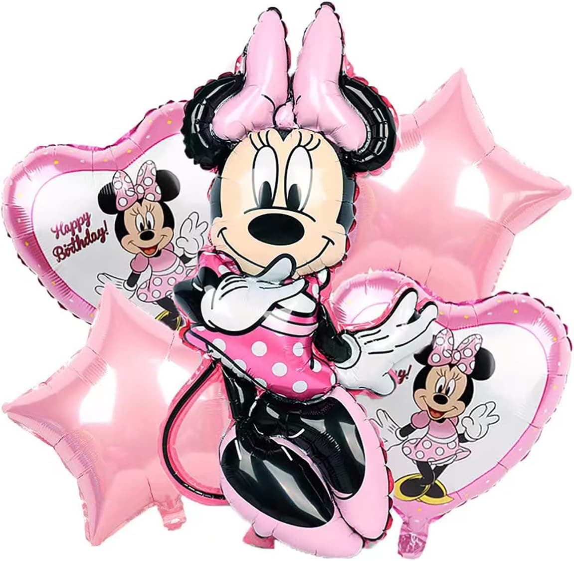 USLEH 5 PCS - Birthday Party Balloons - Large Size Minni-e Mouse Foil Balloon - Adult & Kids Party Theme Decorations